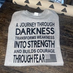 New size large a journey through darkness screen printed sweatshirt gray